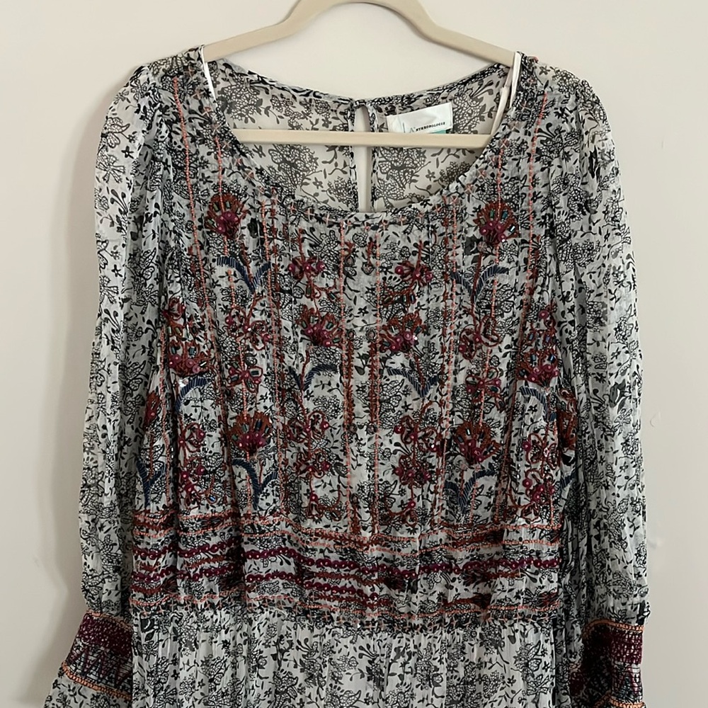 Anthropologie Embellished dress with full slip